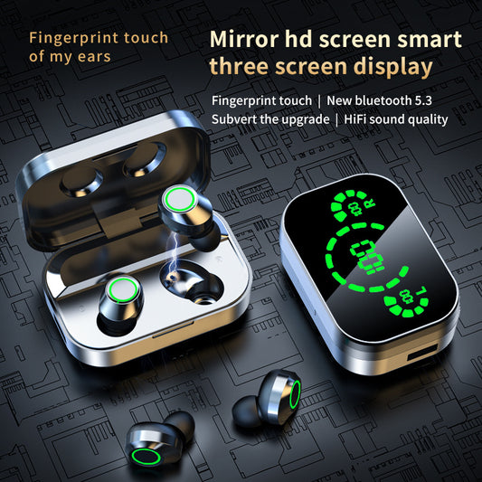 Wireless Bluetooth-compatible Headset TWS Large Screen Smart Digital Display In Ear Breathing Light