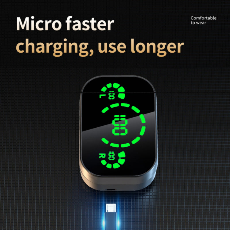 Wireless Bluetooth-compatible Headset TWS Large Screen Smart Digital Display In Ear Breathing Light